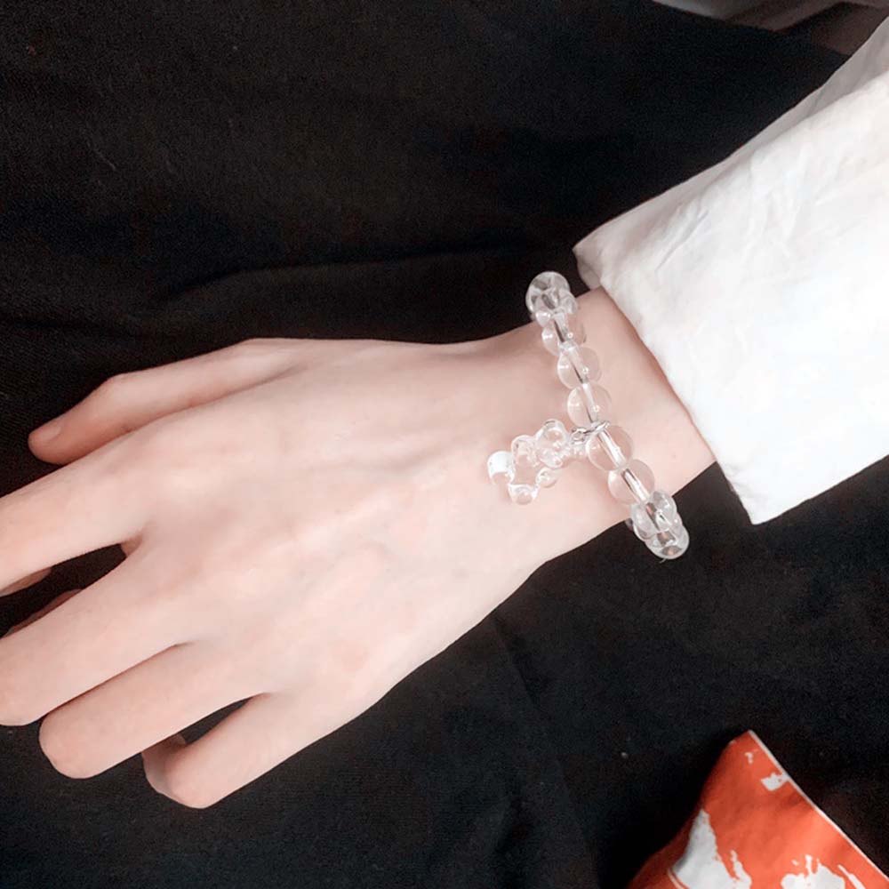 Gelang Kristal Transparan Dengan Liontin Beruang Untuk Wanita