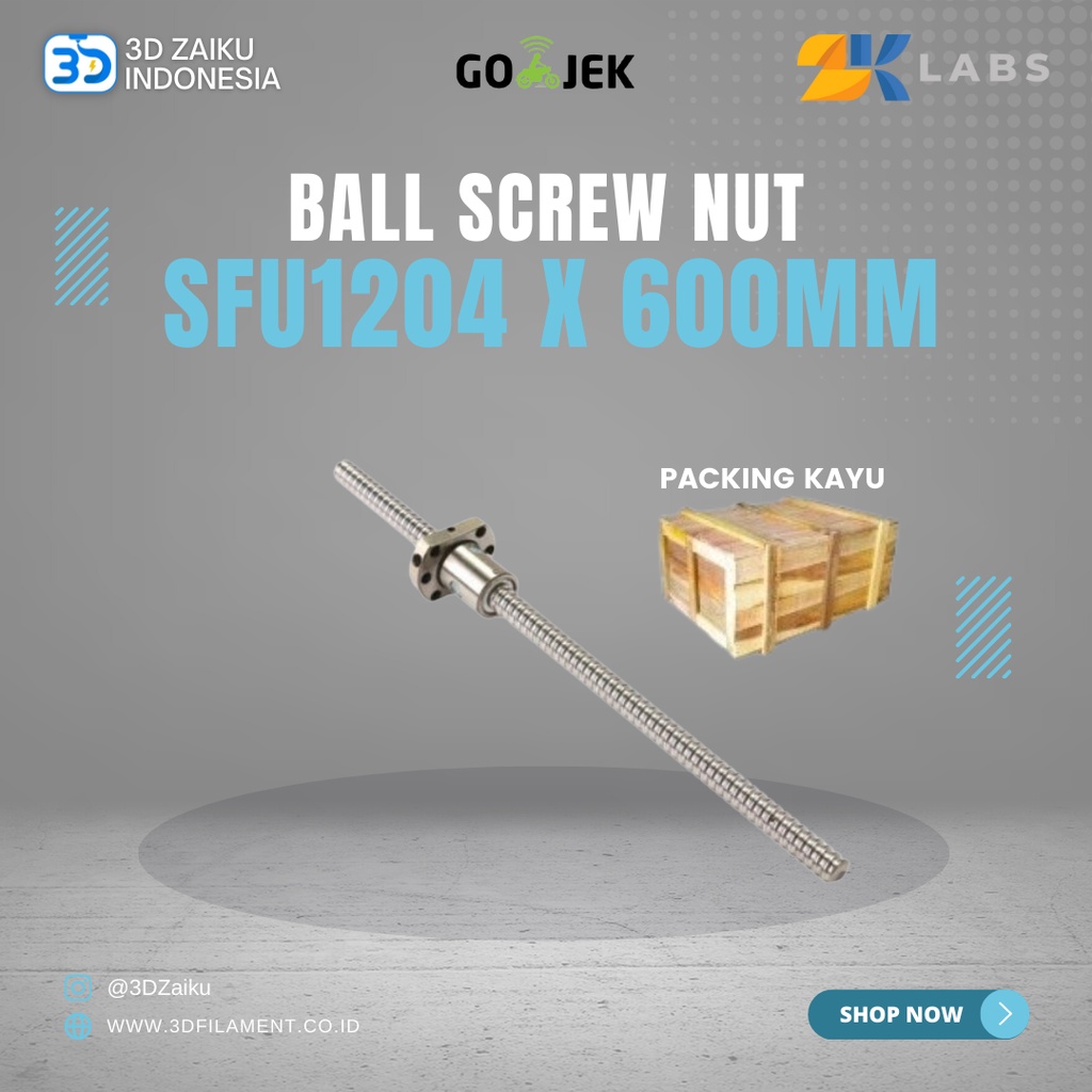 ZKLabs CNC Router Ball Screw SFU1204 with Ball Screw Nut 600 mm Length