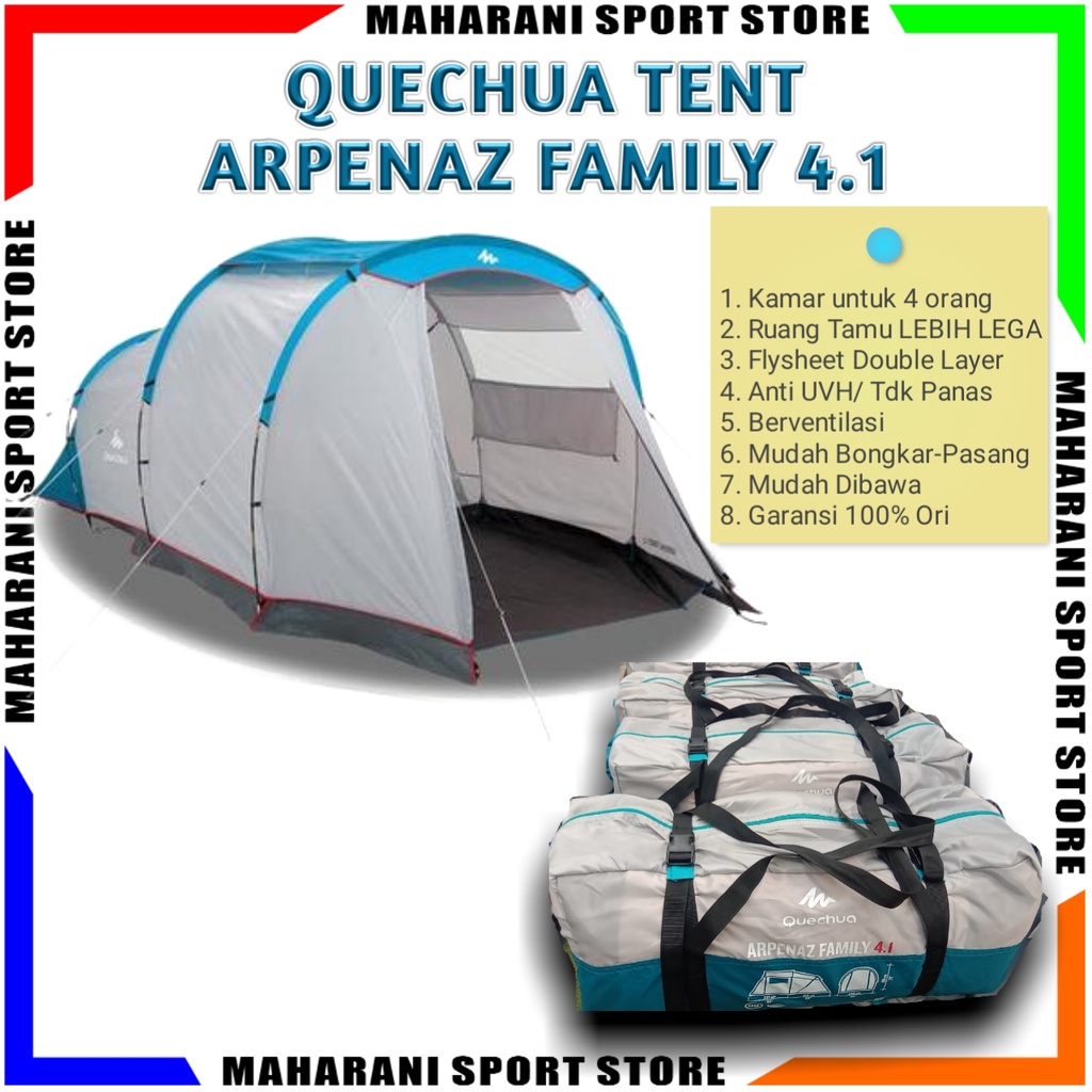 Arpenaz 4.1 Tenda Camping 4 Orang Dome Kemping Murah Mudah Dilipat