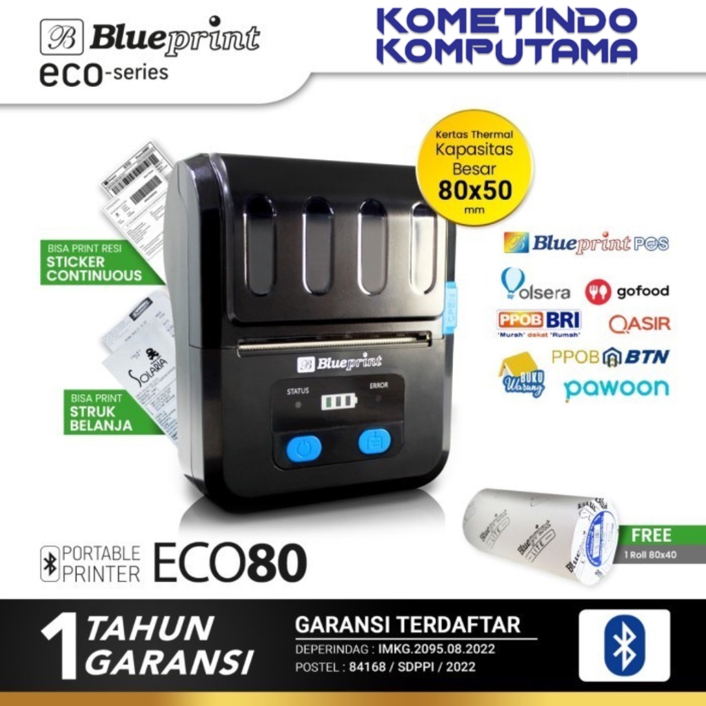 BP-ECO80 Portable Printer Thermal Label BLUEPRINT USB / Bluetooth ECO 80