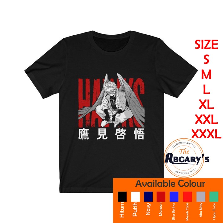 Baju Pria Keren Karakter Anime Hawks Shirt My Hero Academia MHA BNHA Manga Wings Kaos Laki Laki