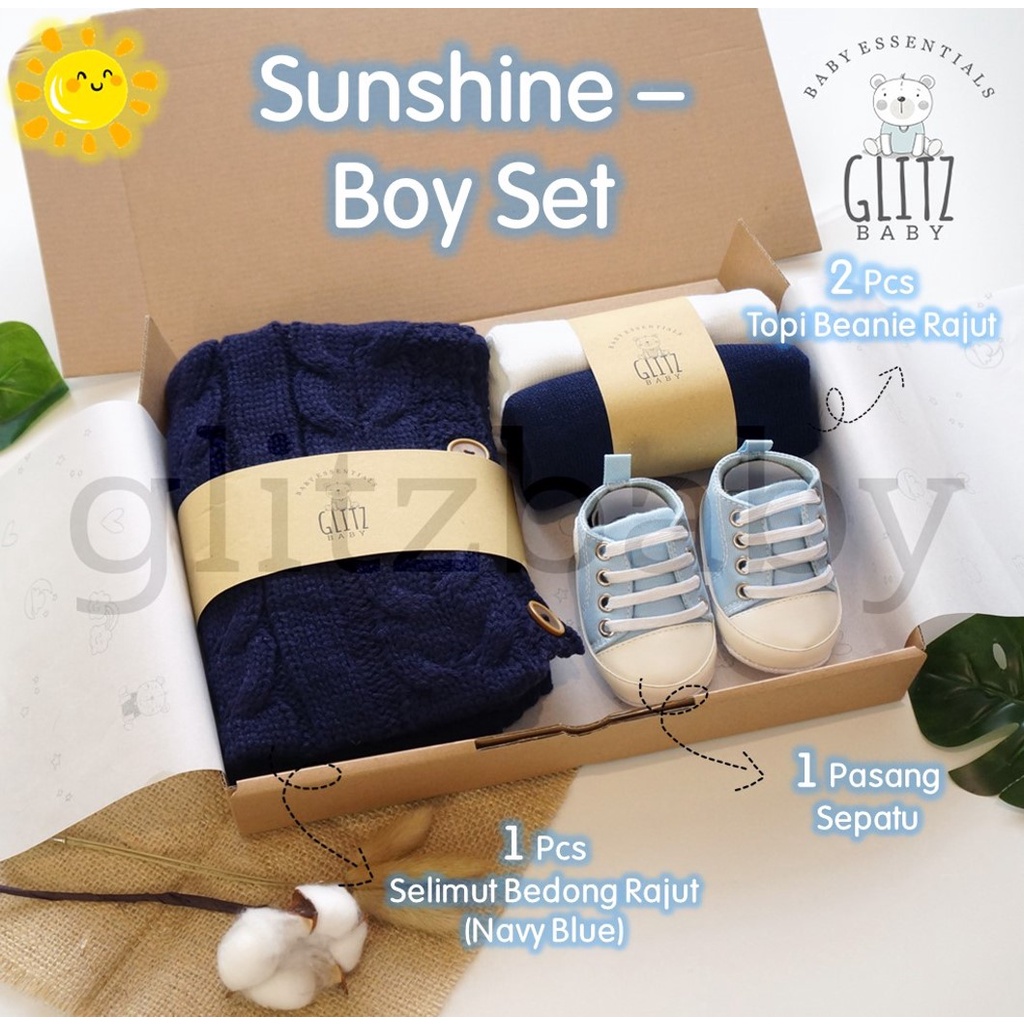 Hampers Bayi Kado Lahiran Newborn Gift Set - Glitz Baby Glitzaksesoris-Sunshine - Boy Set