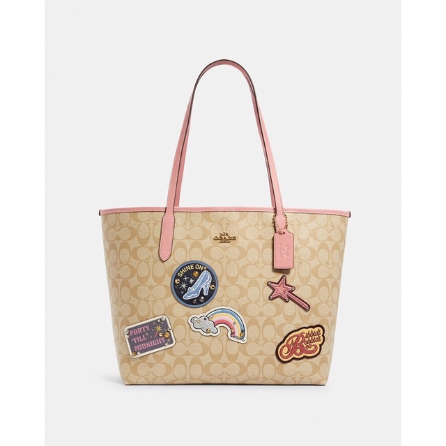 Coach X Disney City Tote In Signature Canvas With Patches (C3724)