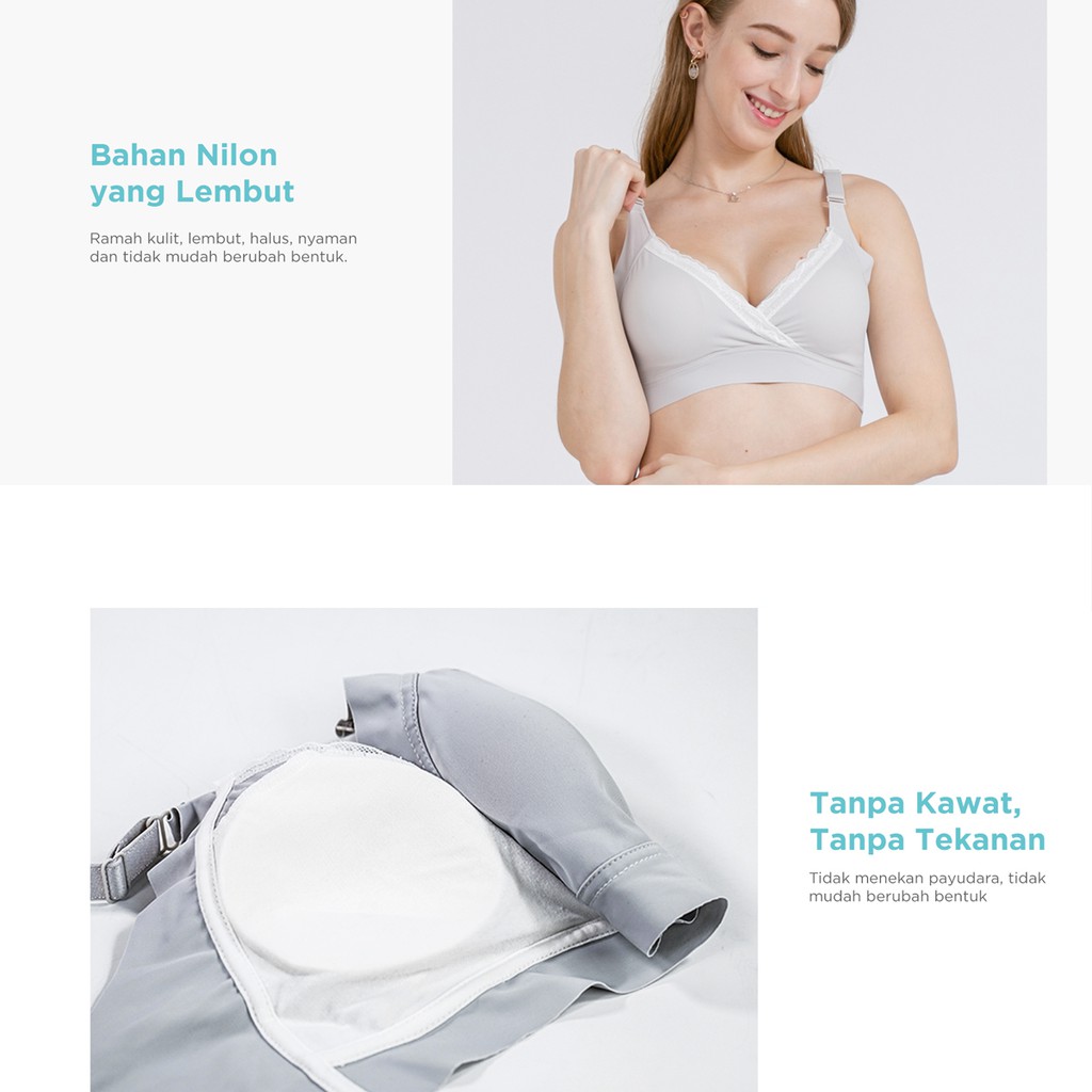 [PROMO] Mooimom Extra Soft Crossover Maternity &amp; Nursing Bra Ibu Hamil &amp; Menyusui B03601