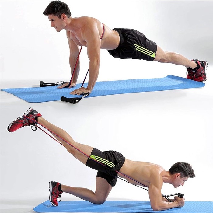 Power Resistance Band 11 Pcs Home Set Tali Tarik Karet Gym Yoga Fitness Alat Olahraga Chest Expander