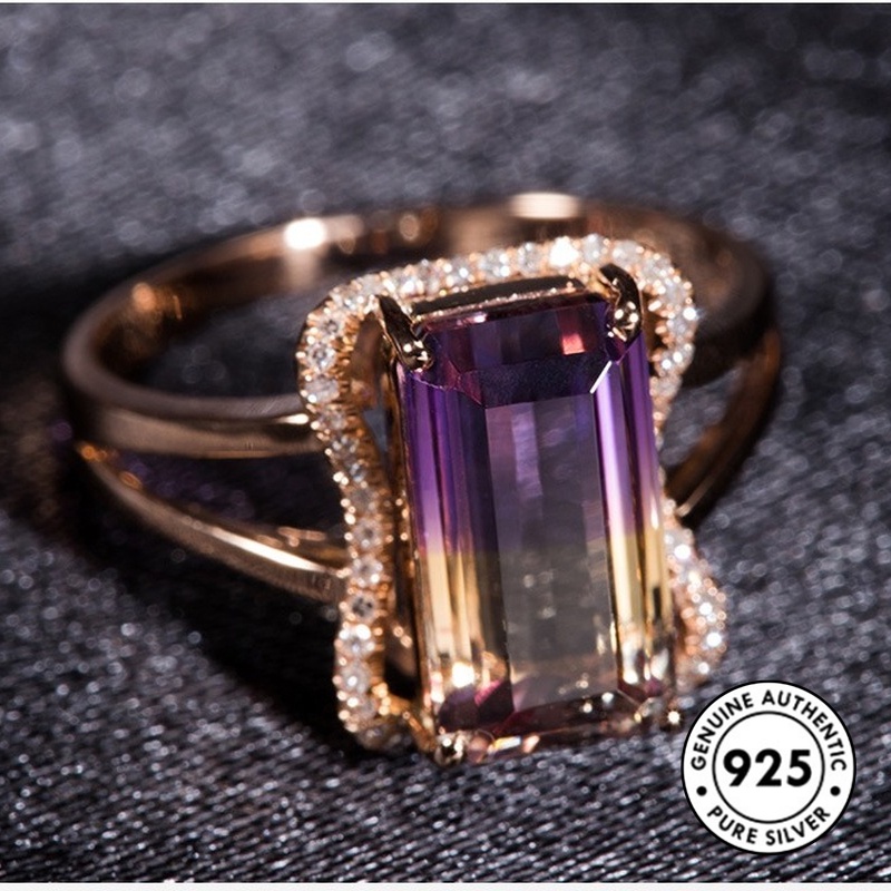 Cincin Sterling Silver 925 Lapis Rose Gold 18k Model Terbuka Untuk Wanita