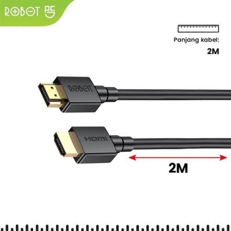 (ROBOT FH-02) Kabel HDMI ultra HD 4K 3D Hight Definition Panjang 2 Meter Cable HDMI FULL HD 1080p