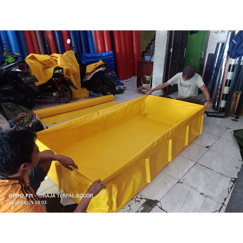 kolam terpal kotak  slot pipa PVC ORCHID 150x60x50+pembuangan air