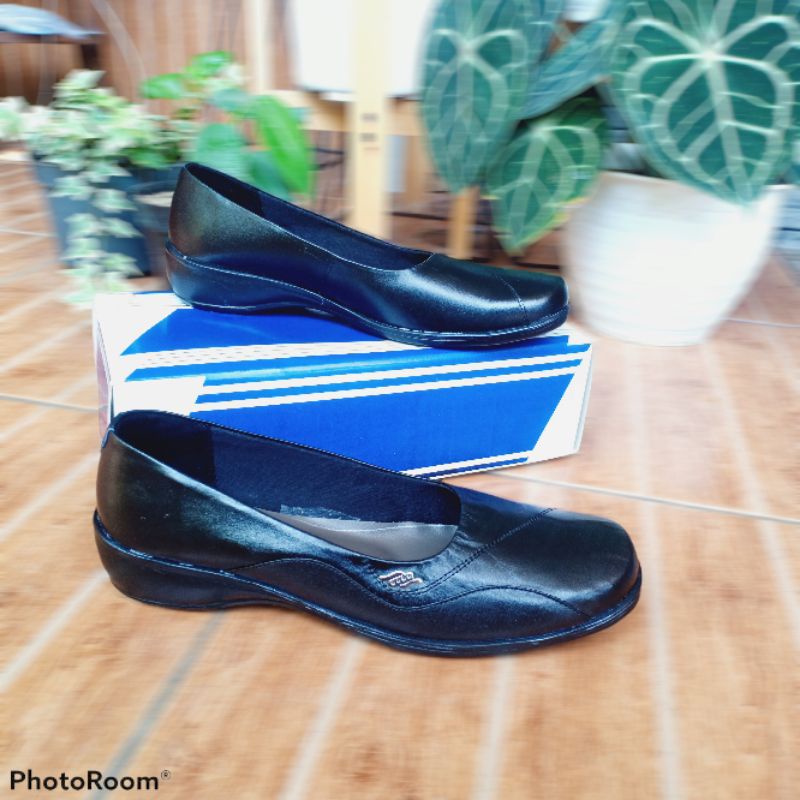 SEPATU KERJA CEWEK PANTOFEL FLAT HITAM TREPES ASLI CANTIK PREMIUM PANTOFEL KULIT