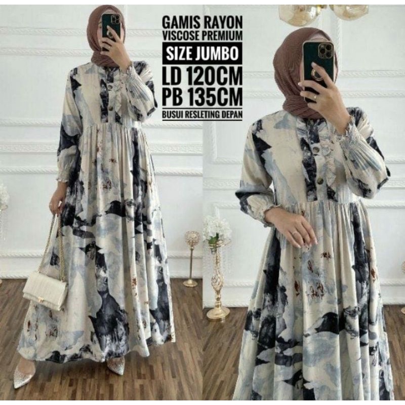 Gamis Jumbo Ld 120cm Termurah || Gamis Rayon Viscose Premium