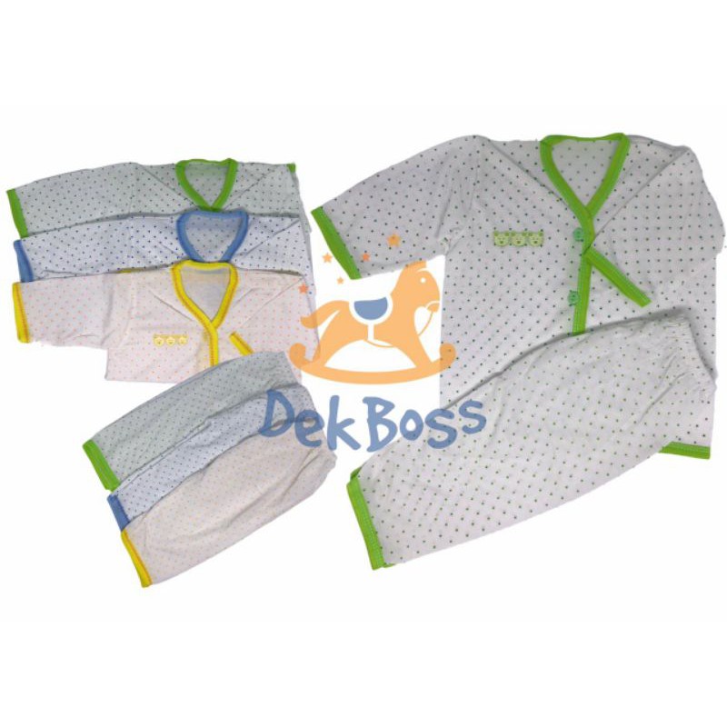 [MOTIF POLKA] Setelan bayi kancing depan lengan panjang newborn piyama baju tidur bayi laki laki perempuan 0 6 12 bulan murah baju harian bayi cewek cowok stelan baju celana bayi