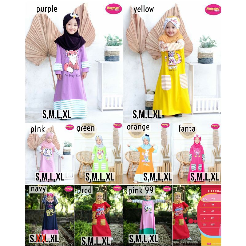 GAMIS CUTE SALUR NINETYNINEKIDS gamis anak murah GAMIS KAOS ANAK grosir gamis anak