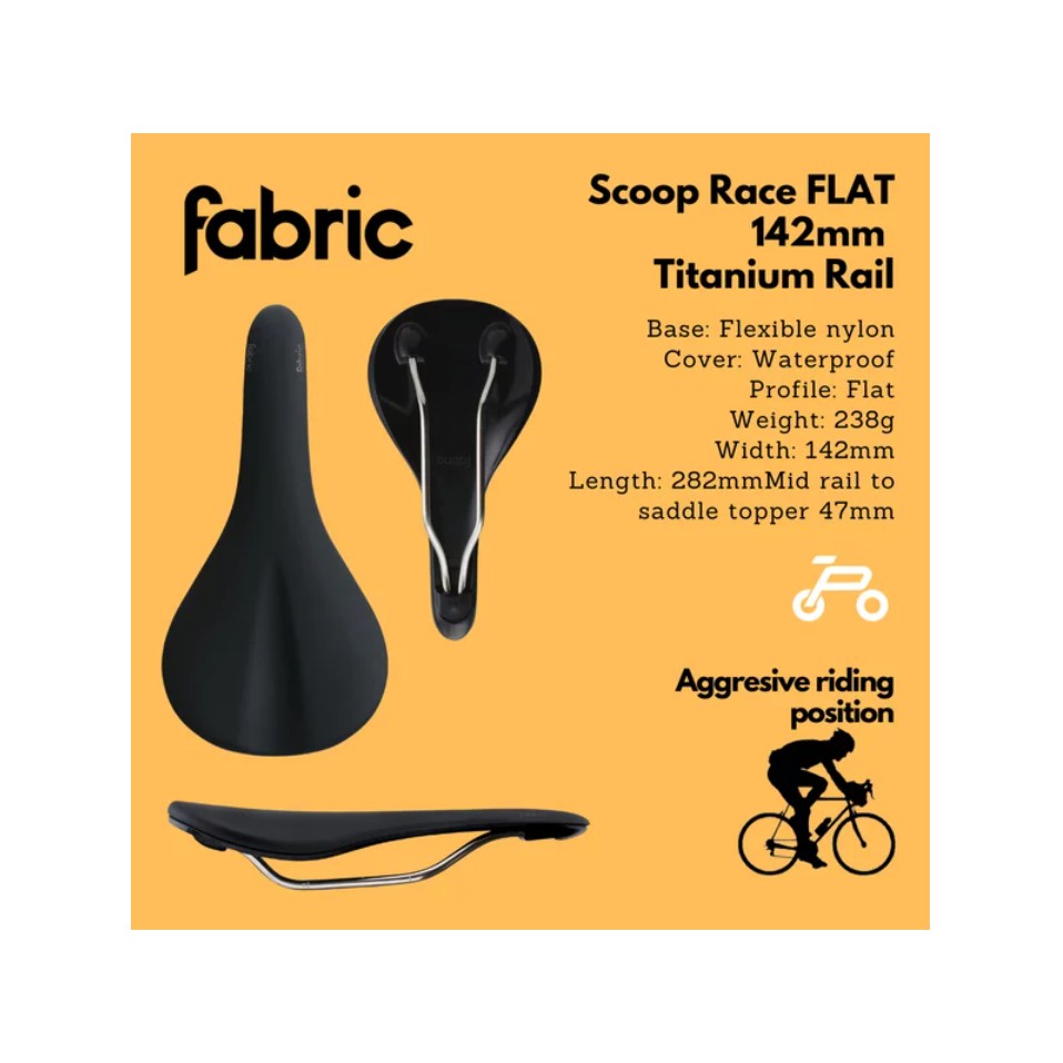 Saddle Sadel Fabric Scoop Race FLAT 142mm Titanium Rail