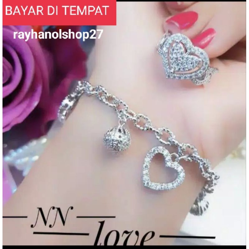 GELANG TANGAN TITANIUM FREE CINCIN SILVER LAPIS EMAS 24 K