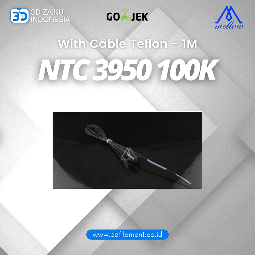 Original Mellow NTC 3950 100K Ohm Thermistor dengan Kabel Teflon 1M