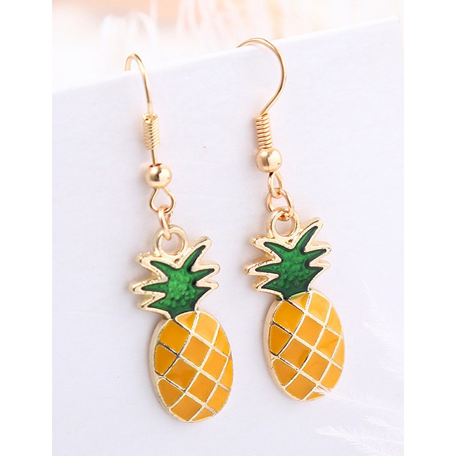 LRC Anting Gantung Fashion Yellow Pineapple Shape Decorated Earrings