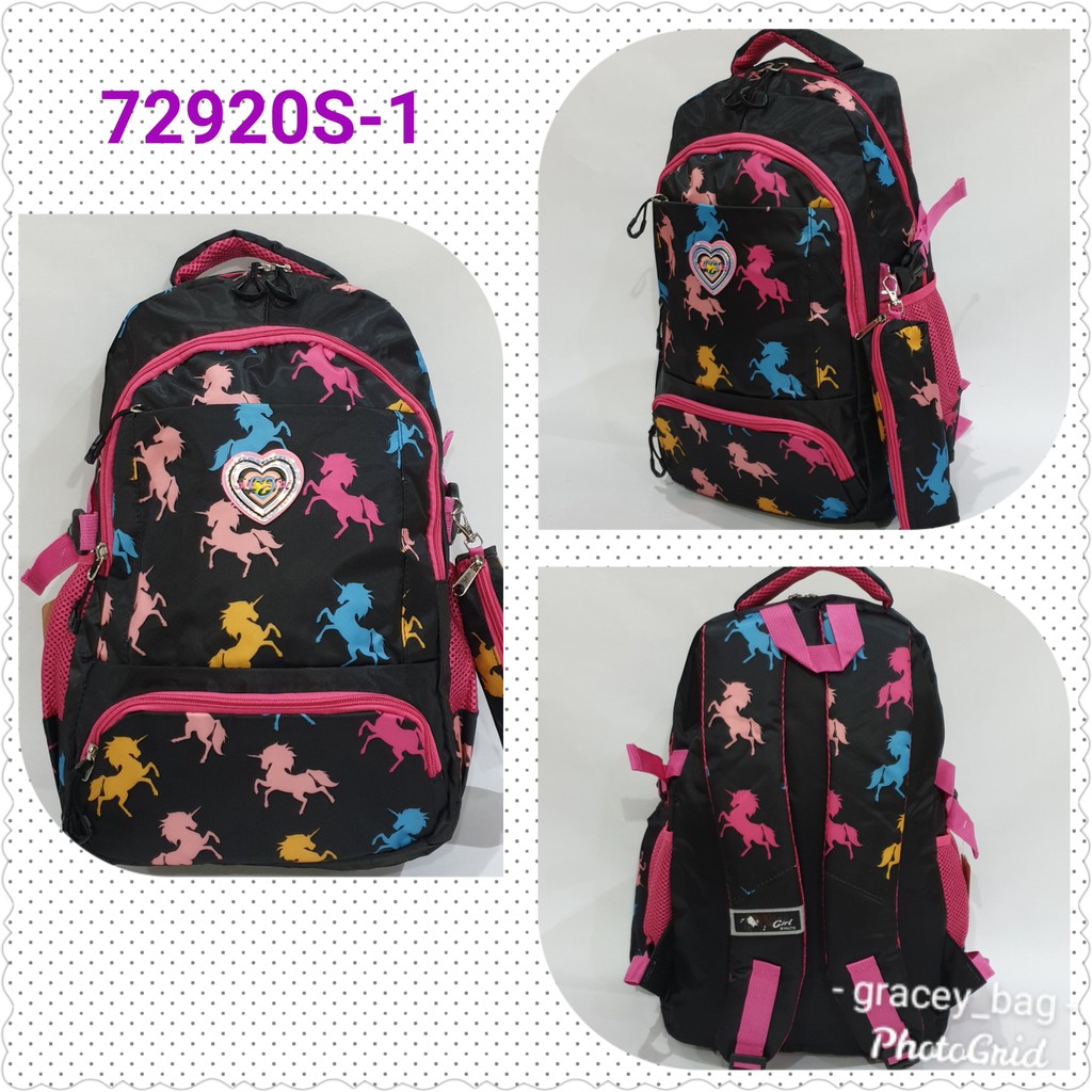 GB-72920S Tas Ransel Anak Perempuan Silvergirl / Remaja Motif Unicorn