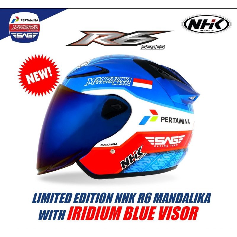 Helm NHK mandalika limited edition R6 dan R1 halfface NHK x MANDALIKA RACING MOTOGP Original