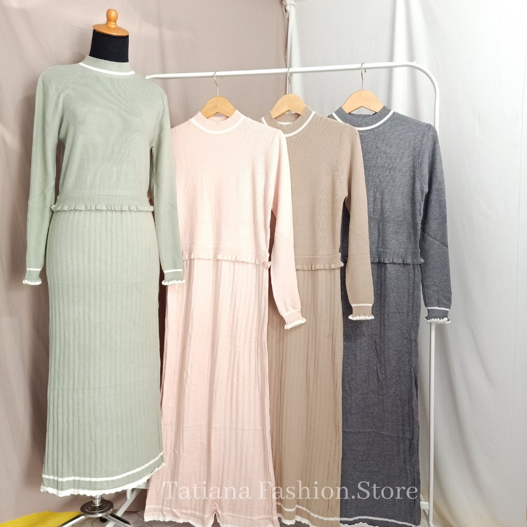 COD-PINKDOSE//Long Knit Dress / Gamis Rajut | Premium Quality (Import)