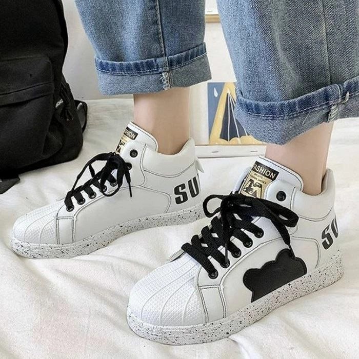 Sepatu Sneaker Flat Fashion Wanita import - Hitam, 35