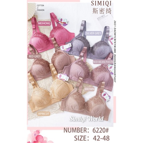 Bra Simiqi 6220 & 6221 Tanpa Kawat Kait 3 Busa Sedang SIZE JUMBO 42.44.46.48   Cup BESAR BH Wanita