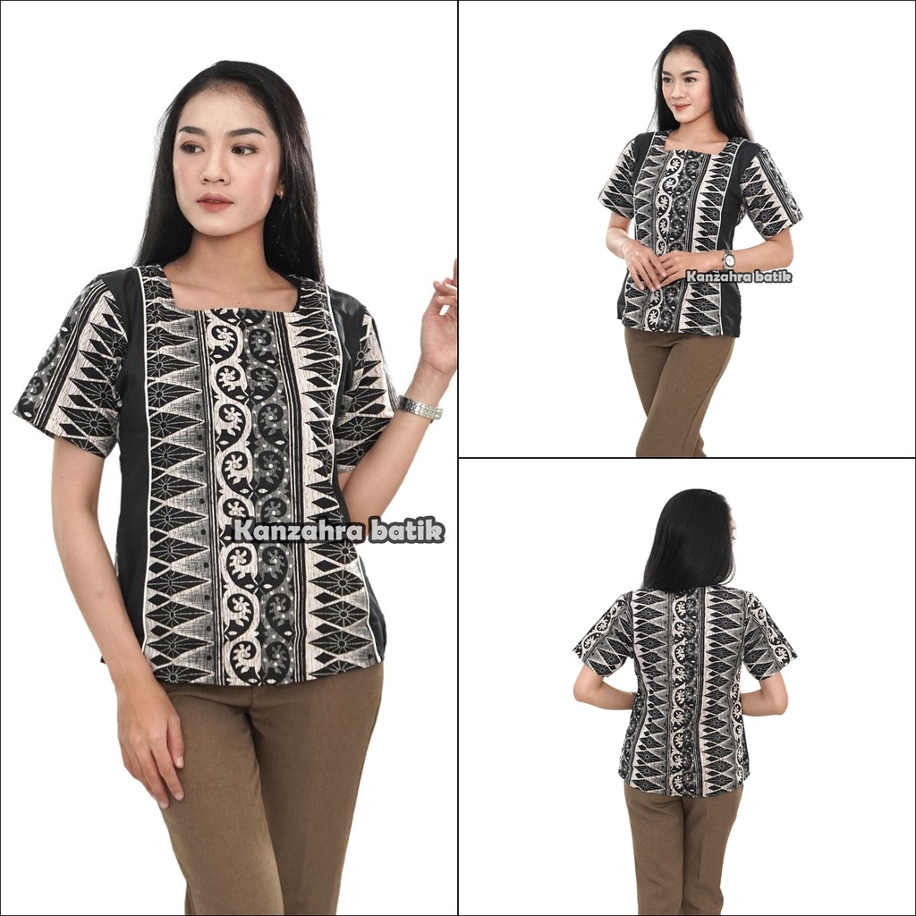 Atasan BAtik Wanita Lengan Pendek Blouse Batik