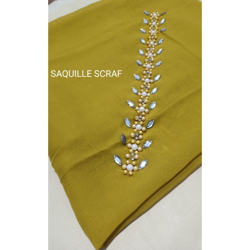 segiempat bella square payet mutiara permata/jilbab segiempat bella square bando payet/hijab bella-LEMON
