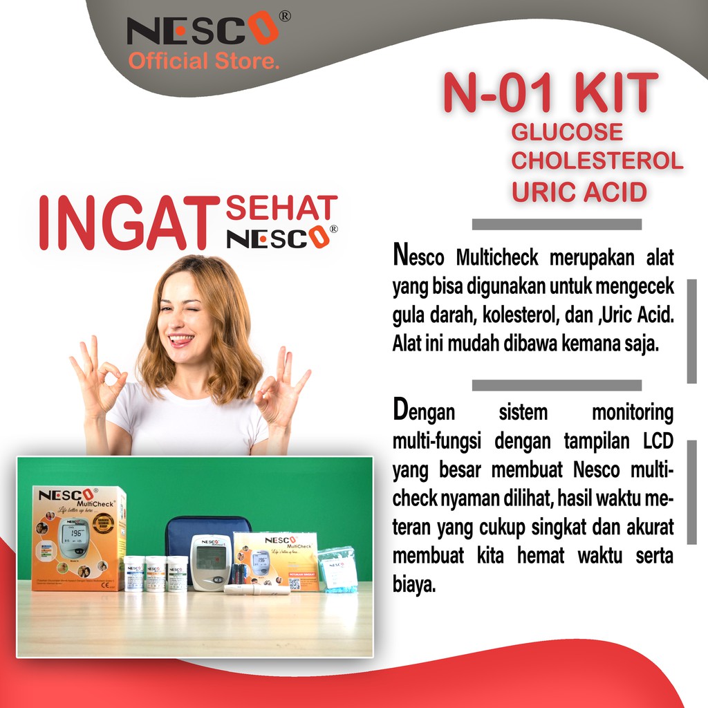 Nesco Multicheck N-01 Kit (Alat Cek Gula Darah Kolesterol Asam Urat)