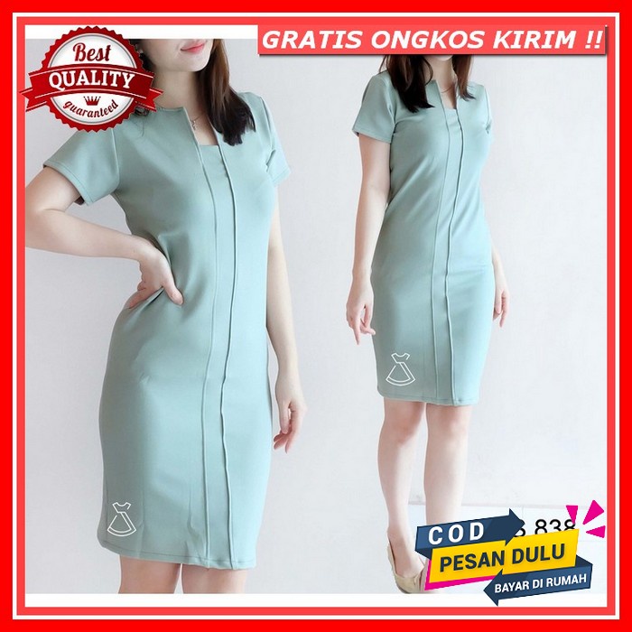 Kairos Store Dres 677 Dress Laser Import Baju Dres Natal Wanita Midi Deres Dress Imlek Dress Wanita 