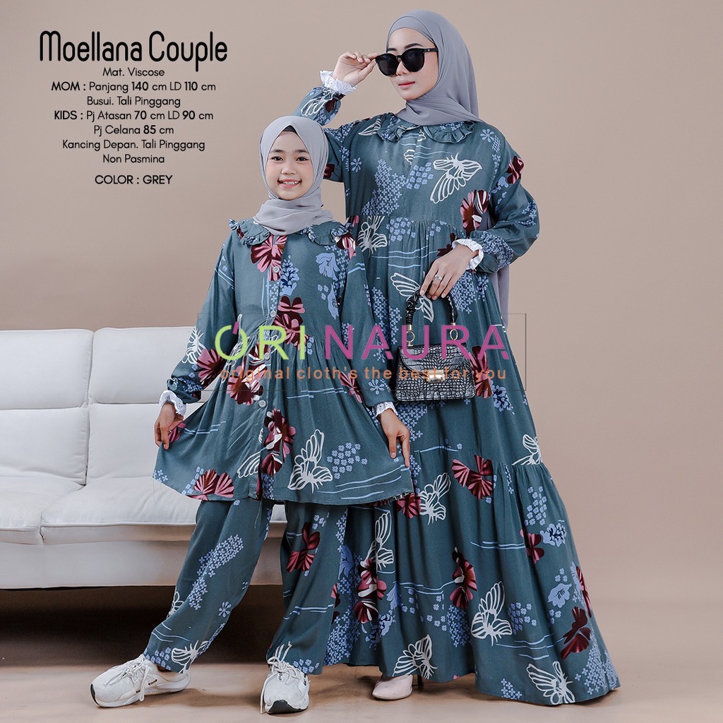 Moellana Couple Ori Naura Gamis dan Setelan Anak Couple