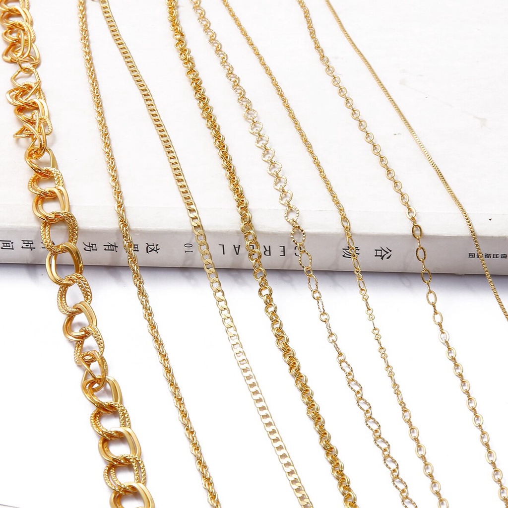 18K Gold 1M/Piece Copper Plated Cross Snake Necklace Chains Bulk For DIY Jewelry Findings Making Materials Handmade Supplies
