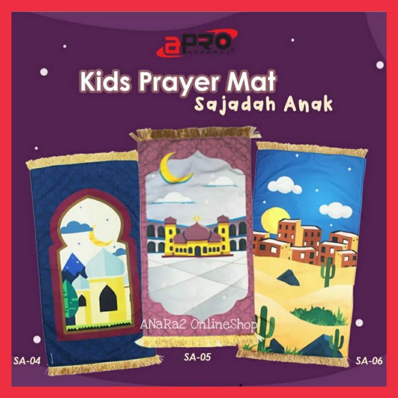 Sajadah Anak Premium Apro Empuk Elegan Motif Printing Sejadah Prayer Mat Anti Slip Cocok Untuk Kado-2