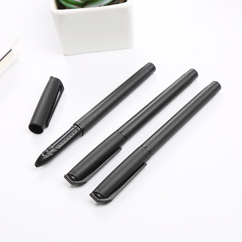 10pcs Pulpen Gel Plastik Warna Hitam Untuk Sekolah / Kantor