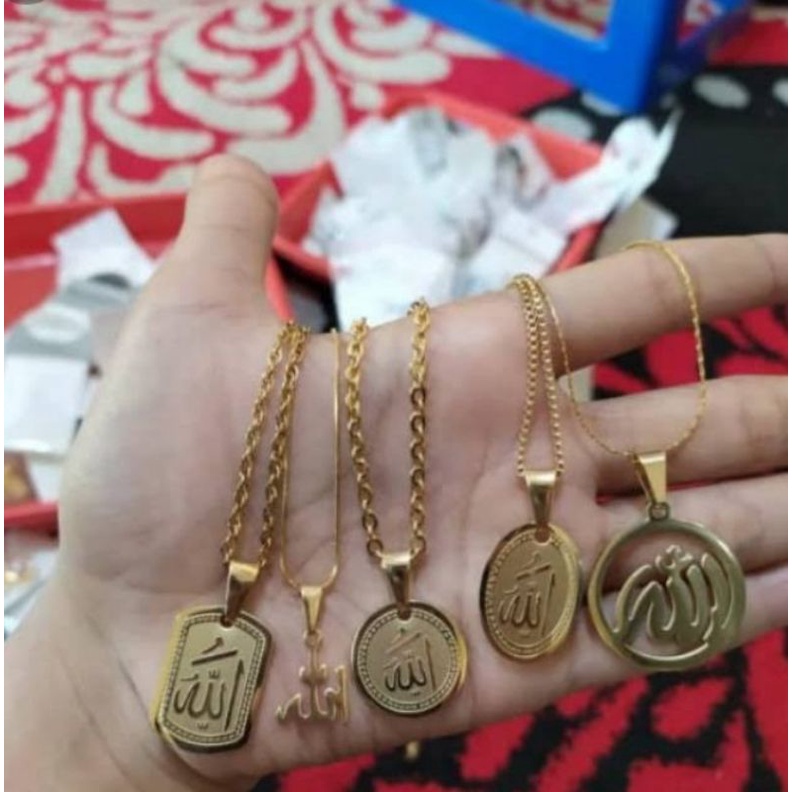 KALUNG LIONTIN TITANIUM LAFAZ ALLAH PRIA WANITA ANTI KARAT DAN TIDAK MUDAH LUNTUR STAINLEES STEEL