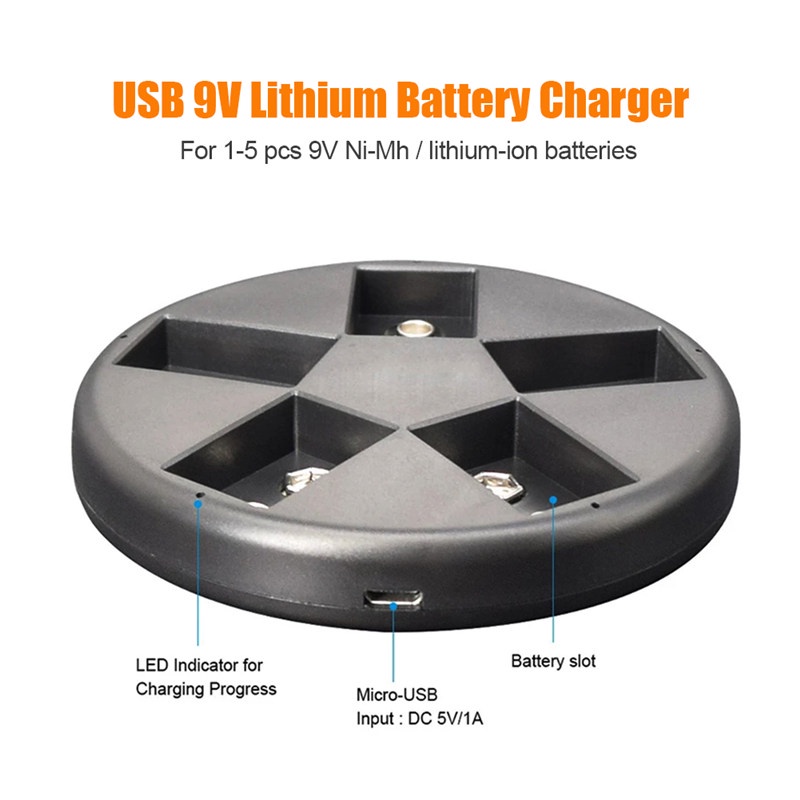 TK 9V 6F22 Smart Usb 9 Volt Rechargeable Battery Charger for 9V Ni-Mh Ni-Cd Lithium Rechargeable Batteries