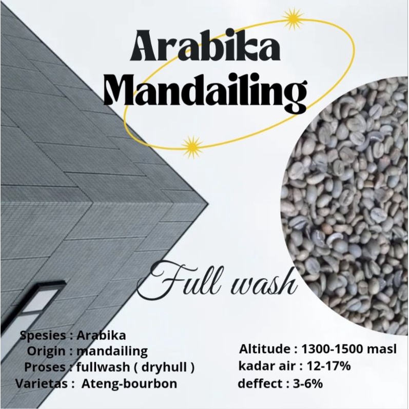 

greenbean / biji kopi Arabika Mandailing fullwash - dryhull 1kg