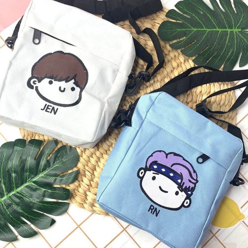 T&amp;Y Tas Slempang Wanita Army Korea Sling Bag Wanita Motif Kartun Kanvas Tas Fashion Wanita