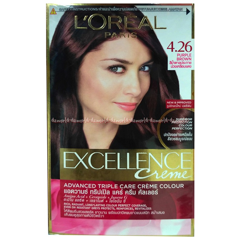 L'oreal Excellence no 4.26 Mahogany Copper Brown Cat Rambut Coklat Blonde Loreal