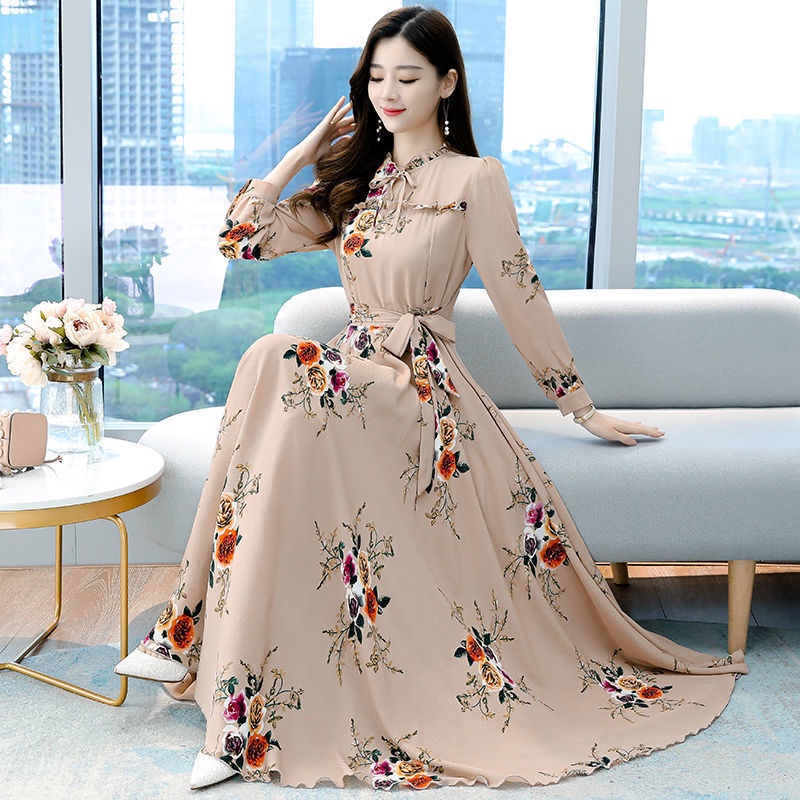 Sifon lengan panjang gaun 2021 rok elegan rok muslimah rok panjang