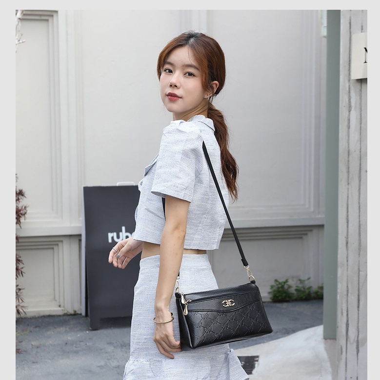 TAS SELEMPANG WANITA IMPORT PREMIUM KOREA HITAM KULIT TA421B5 JULY SLING BAG CEWEK FASHION REMAJA KEKINIAN BATAM BRANDED