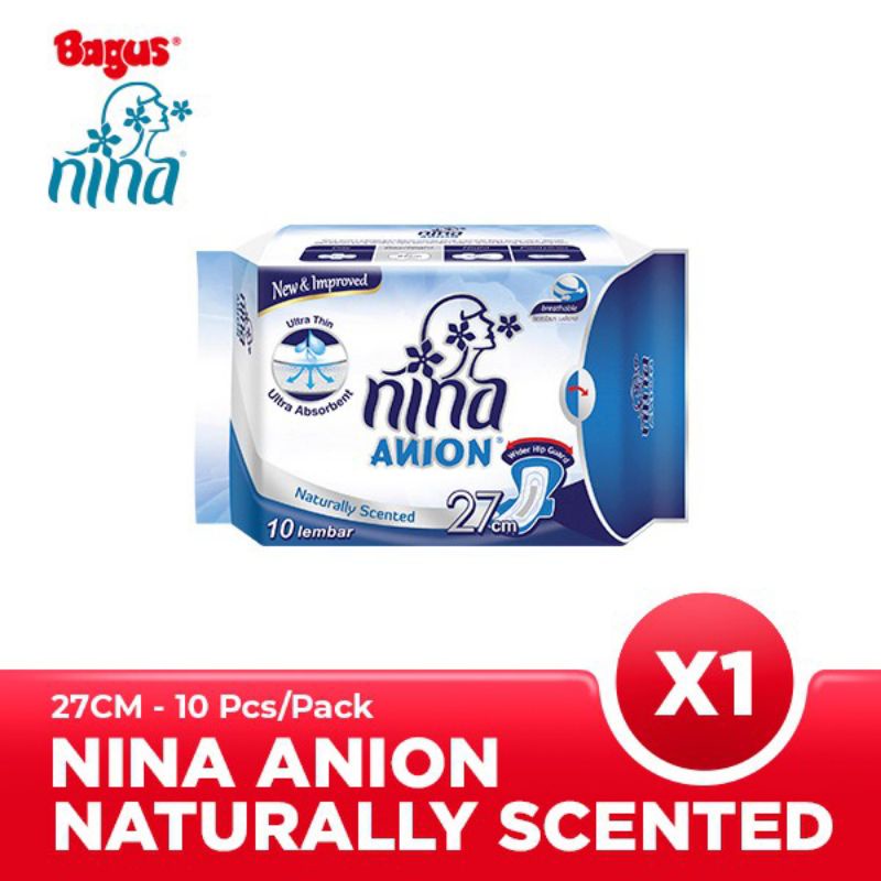 Nina Anion Pembalut Night 33cm 8pcs / Day 24cm 10pcs