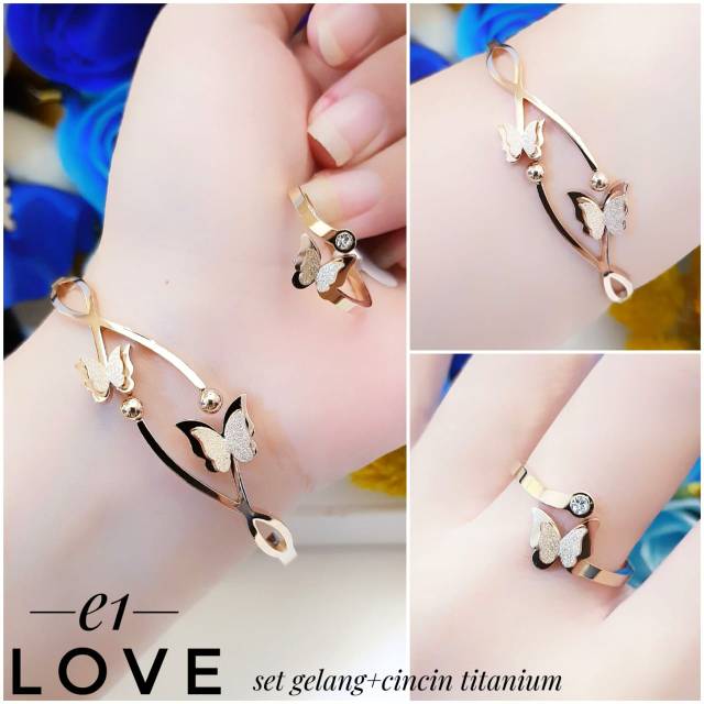 Titanium gelang dan cincin 2514h