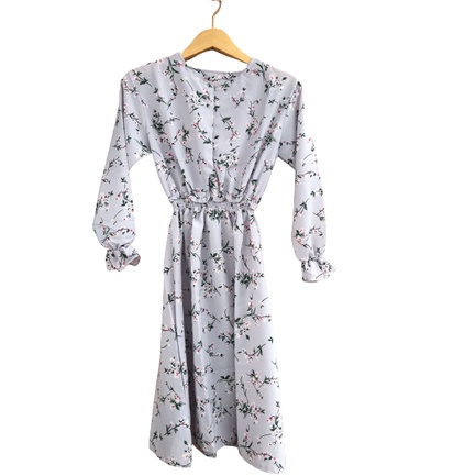 Baju Atasan Wanita ADB Long Tunik Bahan Monalisa Motif Bunga Terbaru