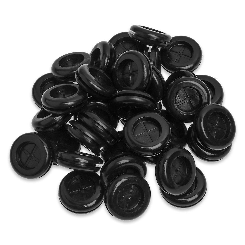 Populer 50pcs Grommet Koil Pelindung Pipa Air Kawat Listrik Hitam Karet Penahan Bagian Cincin