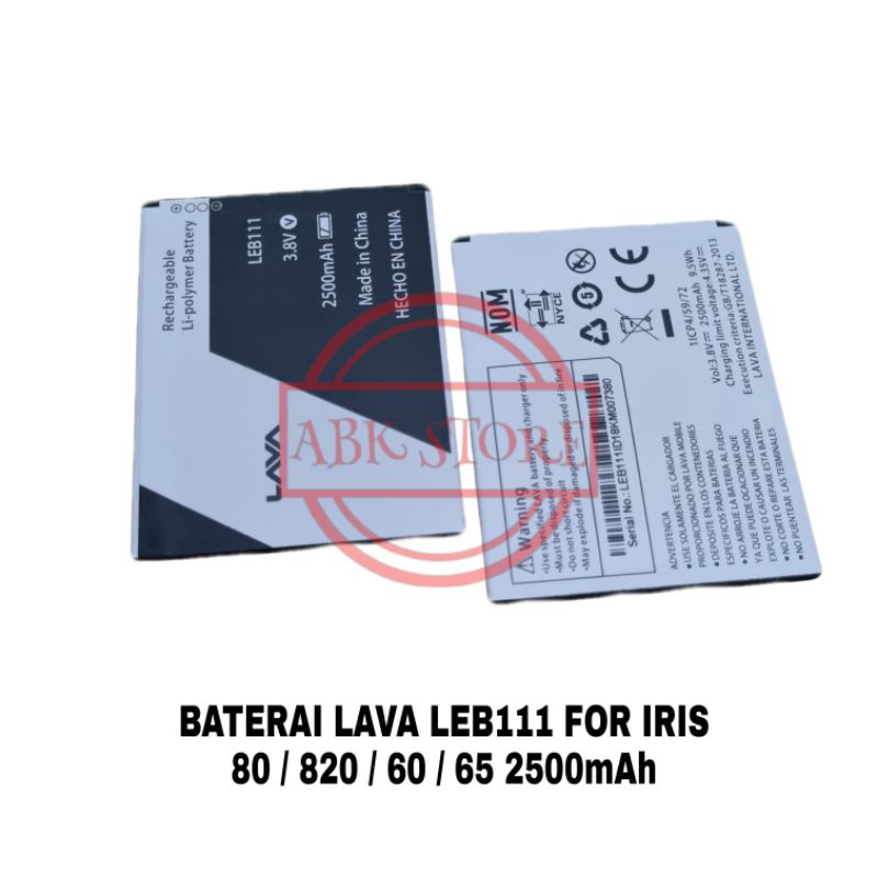 BATRE BATERAI BATTERY LAVA LEB111 IRIS 820 / 80 / 60 / 65 ORIGINAL 100%