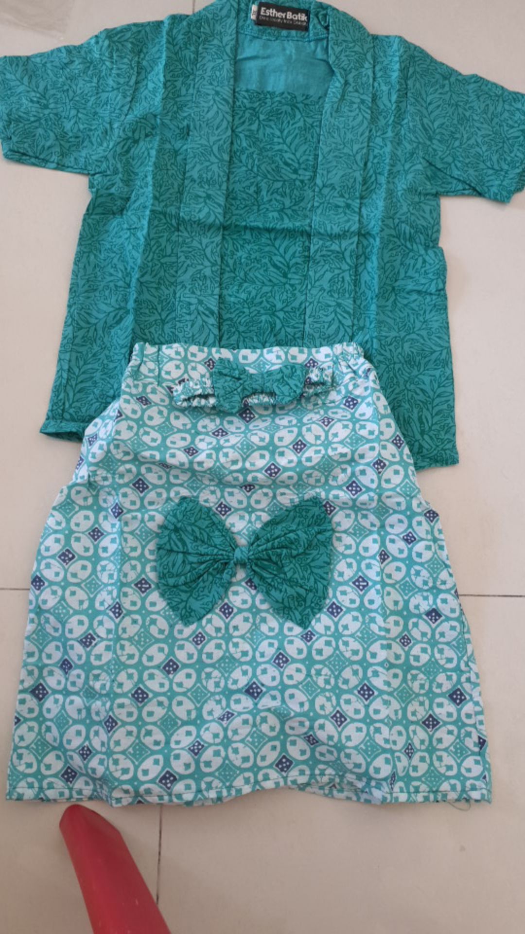 Kutubaru Kebaya Batik Anak Toska Setelan Batik Anak Kebaya Warna Hijau Toska Bahan Katun Seragaman