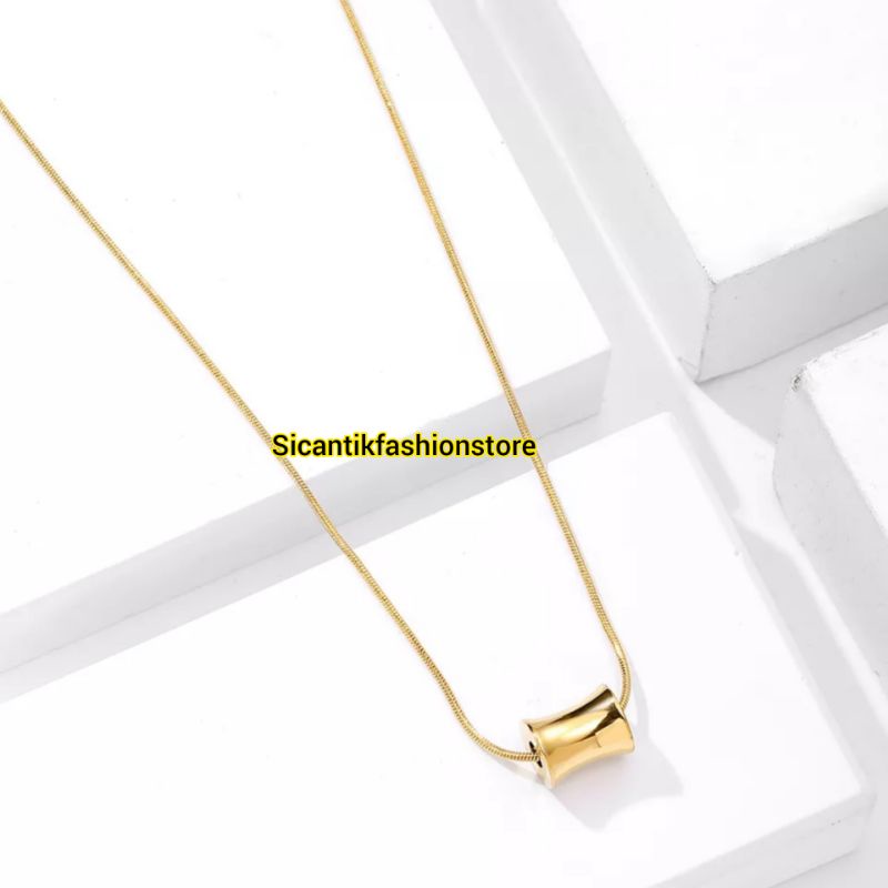 Kalung Titanium Gold Plus Liontin Fashion Wanita Terlaris Anti Karat Selamanya Kalung Choker Terbaru Kalung Titanium Wanita  Korea