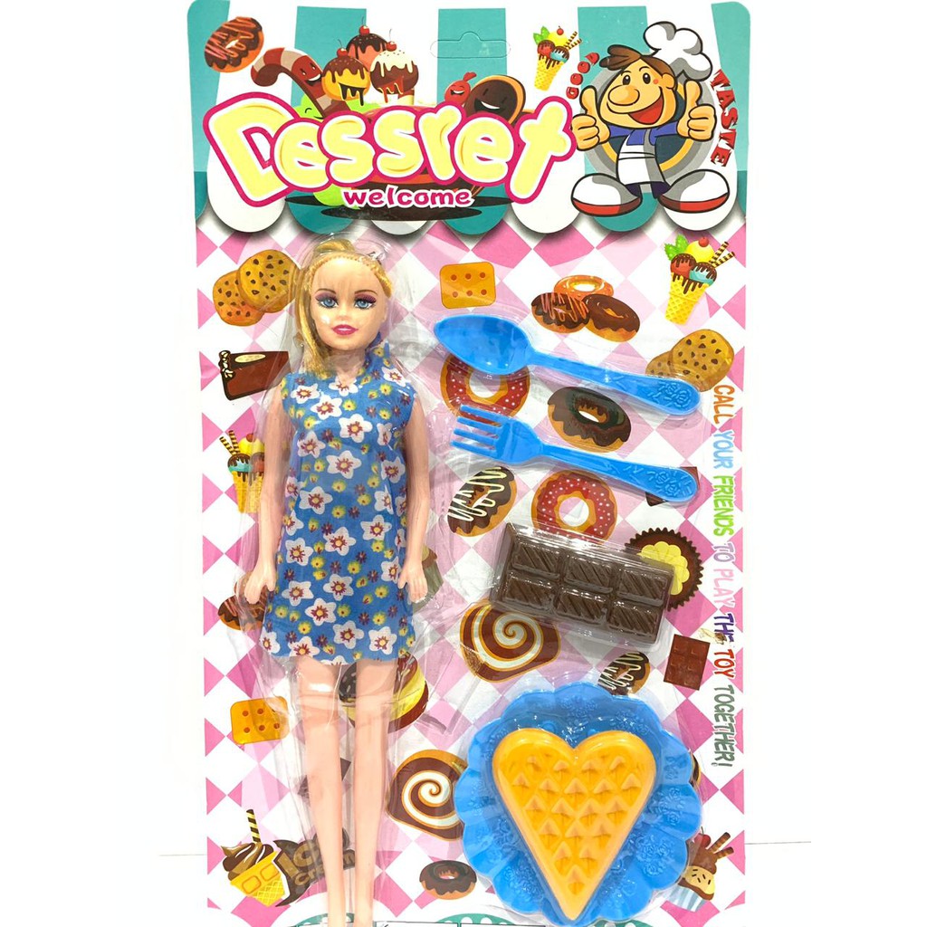 Mainan Boneka Barbie Set Makan Desert Lengkap - Hadiah Anak Perempuan- mainan anak perempuan
