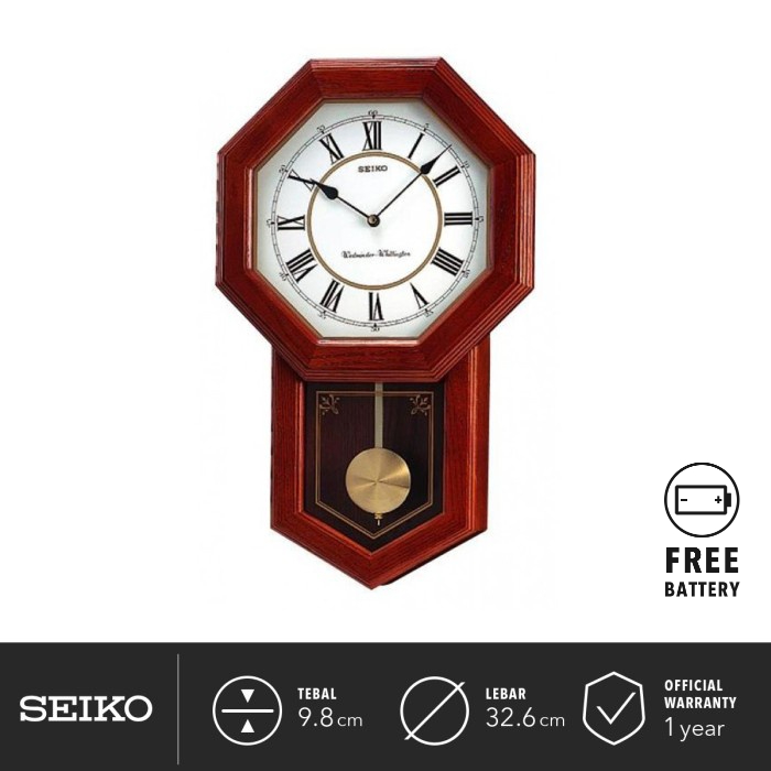 Jam Dinding Seiko QXH110B Quartz Dual Chimes Wooden Original