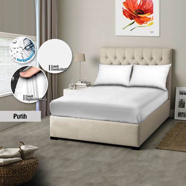 Sprei Polos Waterproof (Anti Air/Anti Ompol) Polos Ukuran 100, 120, 160, 180-Putih